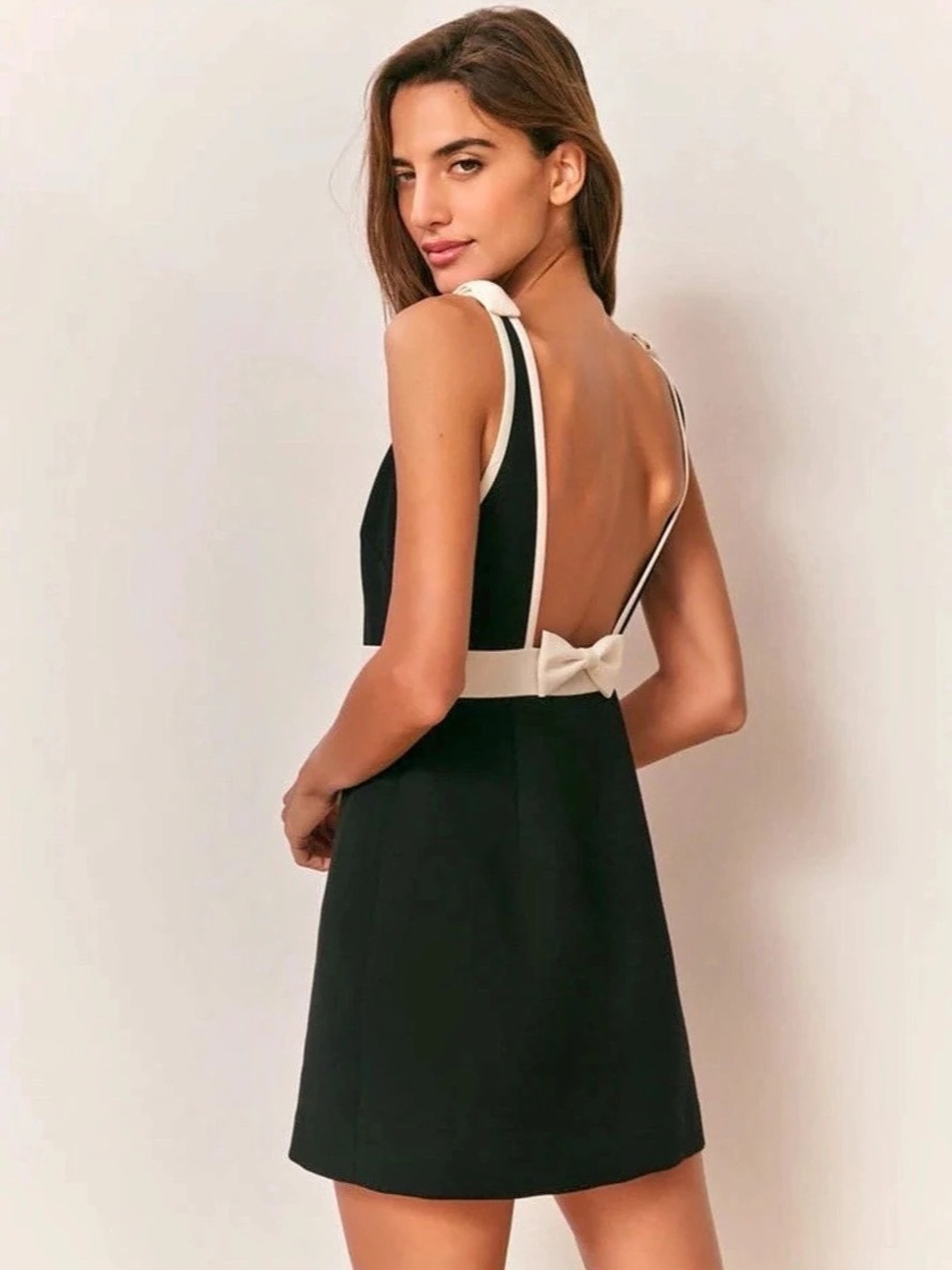 Loveshackfancy Bow Mini Dress Black & White